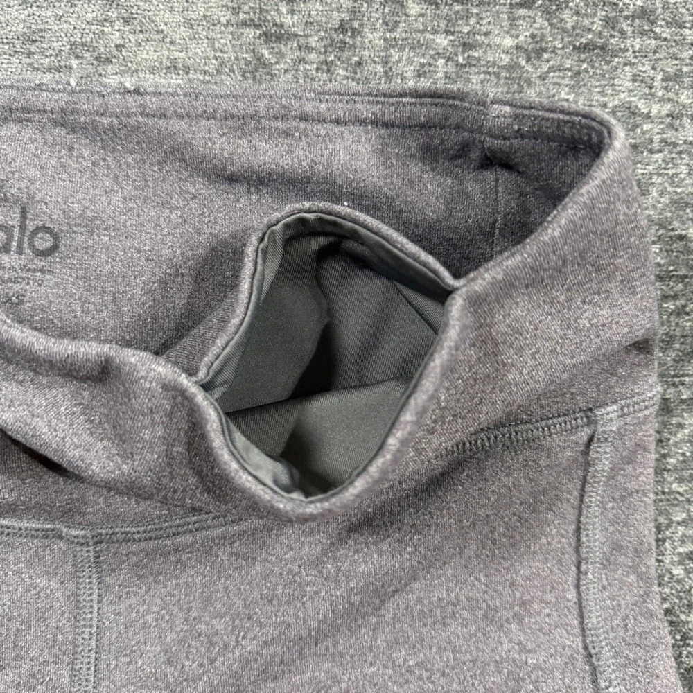 Alo Yoga Moto Leggings Charcoal Gray Heathered Mesh Detail Size XS Athletic